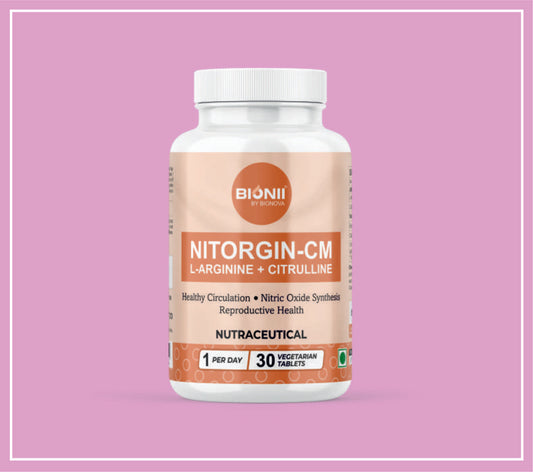 NITORGIN-CM TABS 30's (L-Arginine Hcl-1000 mg, L-Citrulline Malate-300 mg) by Bionova