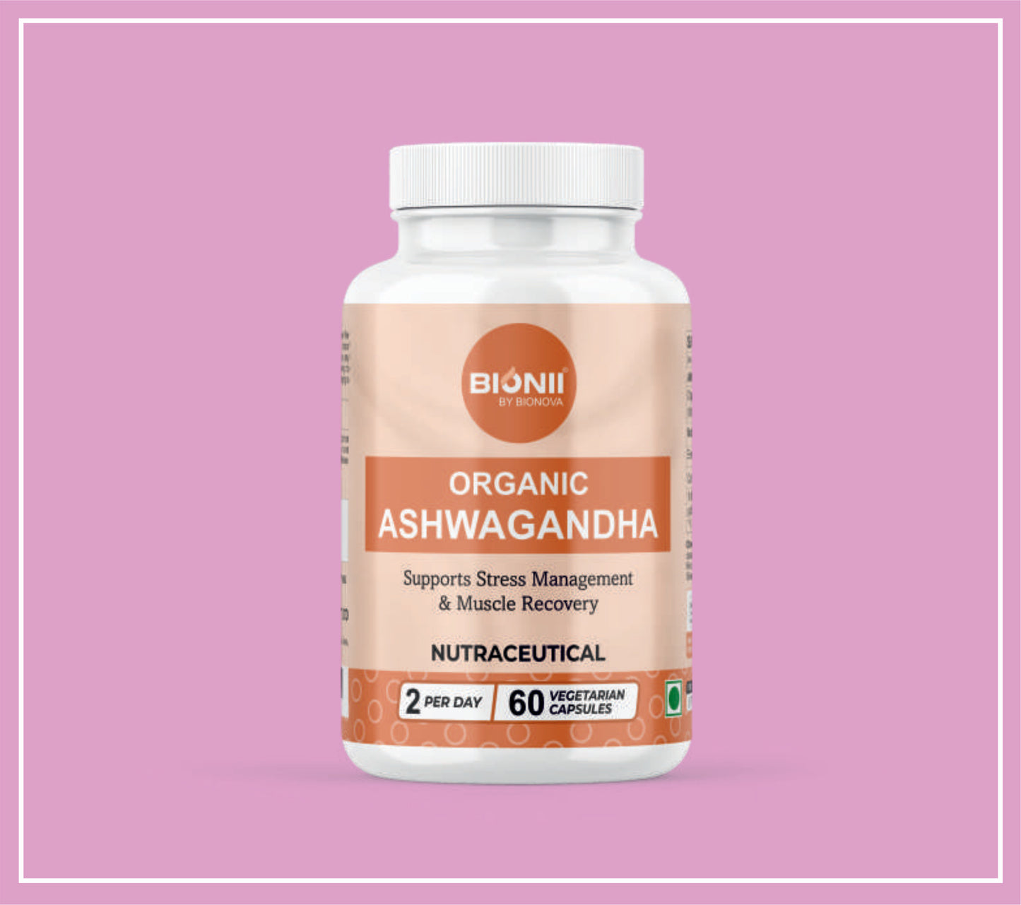ORGANIC ASHWAGANDHA CAPS 60'S (Organic Ashwagandha-500 mg) by Bionova