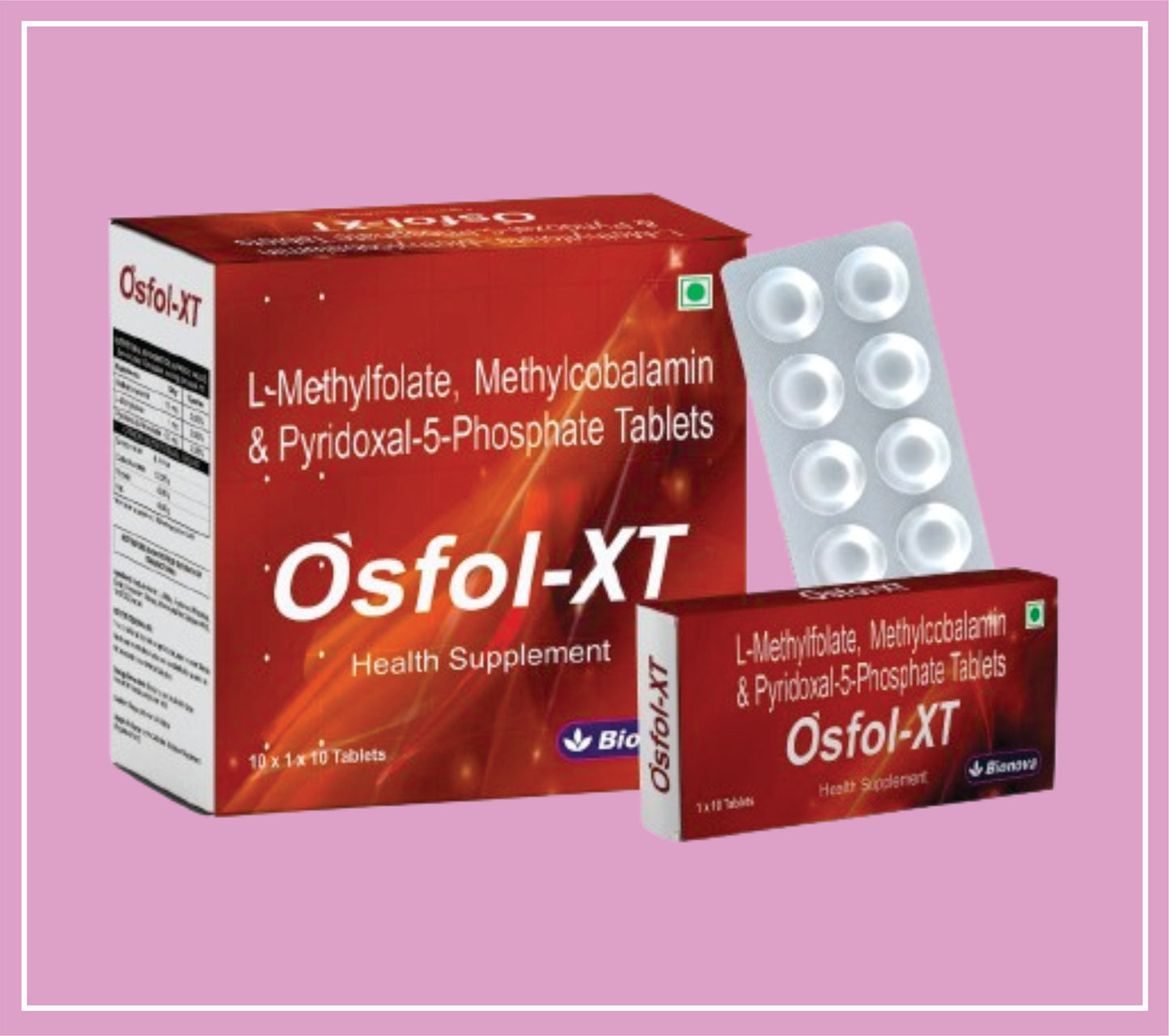OSFOL-XT TABS 10x1x10’s (Methylcobalamin-1500mcg, L-methyl folate-1mg, pyridoxal-5 phosphate-0.5mg) by Bionova