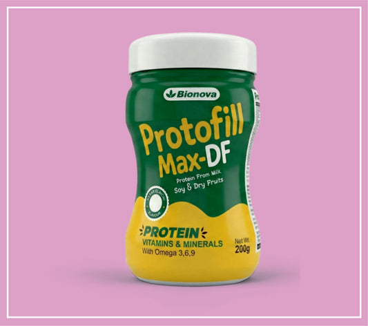 PROTOFILL MAX DF (KESAR ELACHI) 200 g (Protein, Vitamins & Minerals with Omega 3, 6, 9) by Bionova
