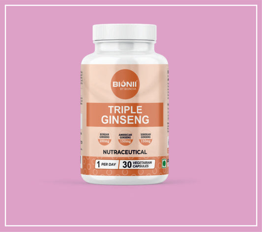 TRIPLE GINSENG CAPS 30's (Korean Ginseng-200 mg, American Ginseng-150 mg, Siberian Ginseng-150 mg) by Bionova