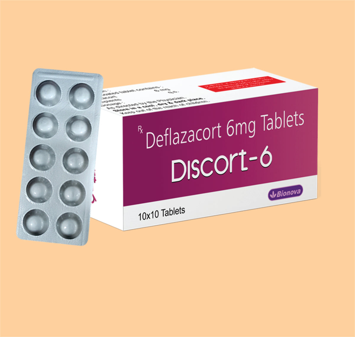 Discort-6 Tabs (10X10'S)Deflazacort 6 Mg Tab By Bionova