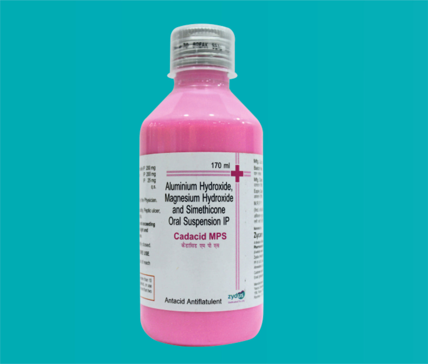 CADACID MPS 170ml. ( Activated Dimethicone IP50 mg.Magnesium Hydroxide IP250 mg.Dried Aluminium hydroxide gel IP--250 mg Colour Erythrosine ) by Zydus