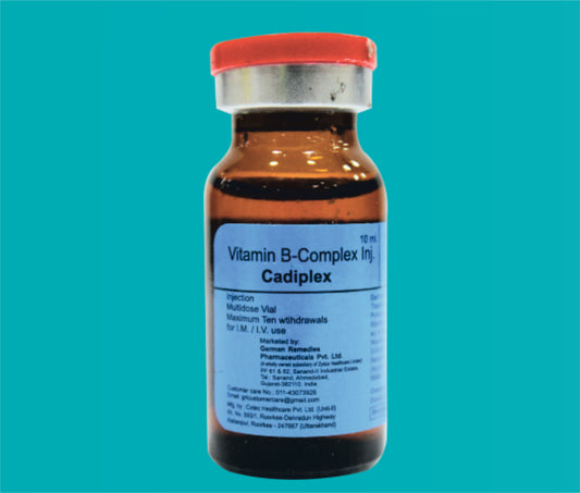 CADIPLEX INJECTION 10ml.VialwithFlip-off ( Thiamine Hcl 10 mg, Pyridoxin Hcl 2 mg, Riboflavin 2 mg, Niacinamide 100 mg , D- Panthenol 5 mg ) by Zydus