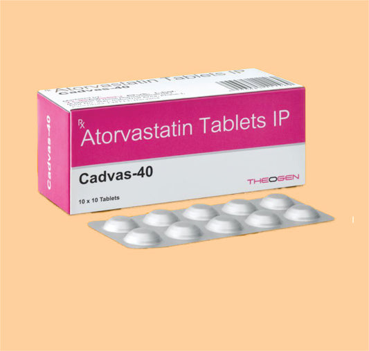 CADVAS 40 MG TAB (10x10 ) Each Film Coated Tablet Contains: Atorvastatin Calcium IP Eq to Atorvastatin  40mg by Theon