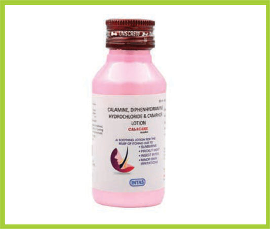 CALACARE 65 ML ( Calamine 8% w/v, Diphenhydramine Hydrochloride 1 %, Camphar0 0.1% ) by Intas