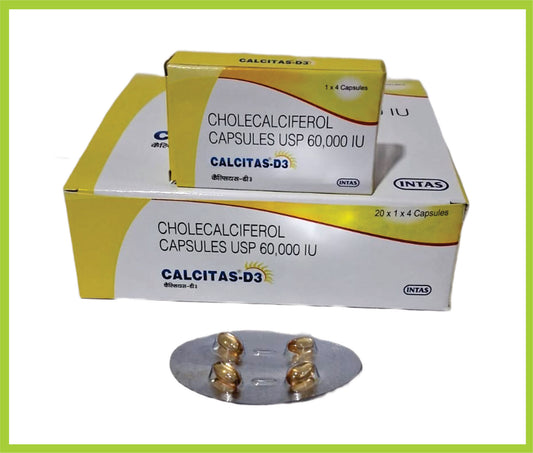 CALCITAS-D3  4 CAP (COMBO) (Cholecalciferol 60000 IU) by Intas