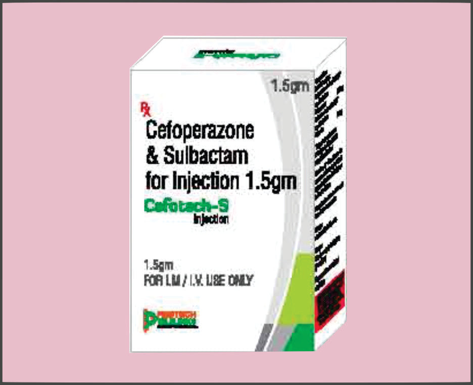 CEFOTECH-S 1.5 NAKED (1X4) CEFOPERAZONE 1 GM + SULBACTAM 500 MG by Protech
