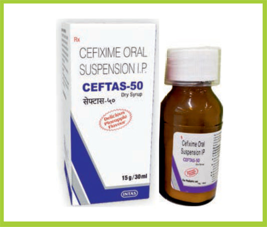 CEFTAS-50 DS 30 ML ( Each 5 ml reconstituted suspension contains: Cefixime IP as trihydrate eq. to anhydrous cefixime 50 mg ) by Intas
