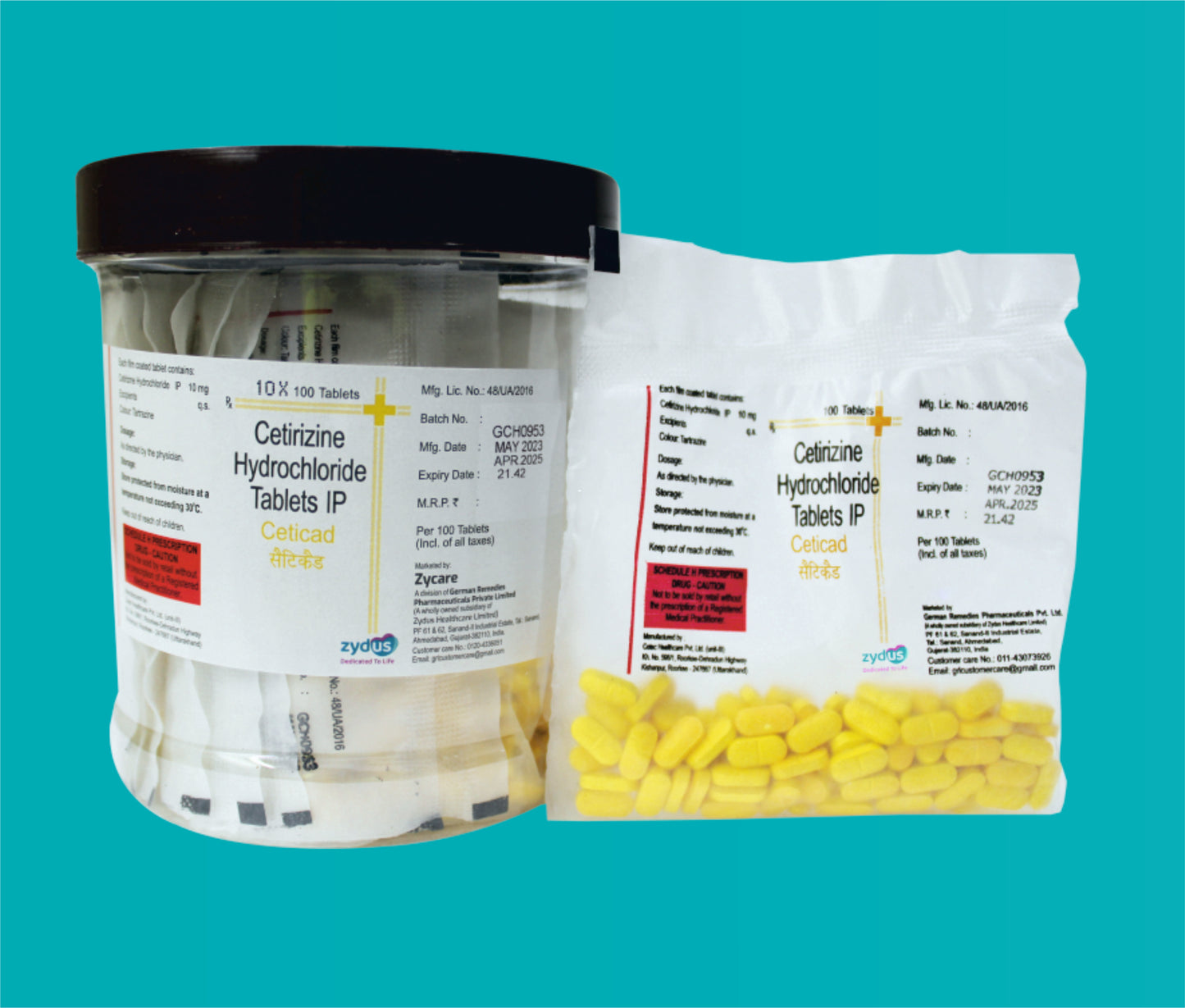CETICAD TAB 10x100 ( Cetirizine Hydrochloride IP --10 mg ) by Zydus