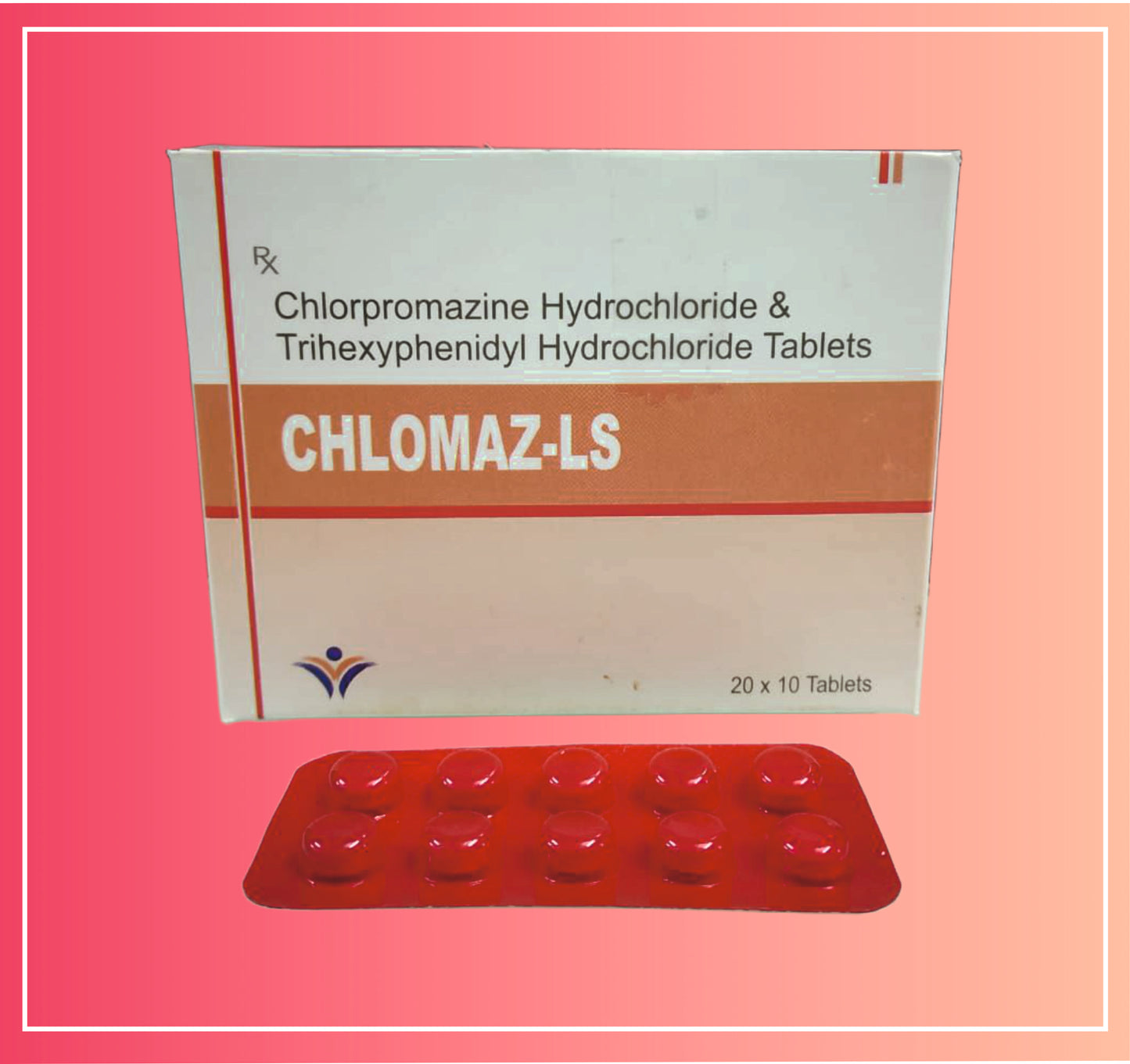 Chlorpromazine Hcl 50, Trihexyphenidyl Hcl 2 {Rate of 10 Tab} by Dellwich