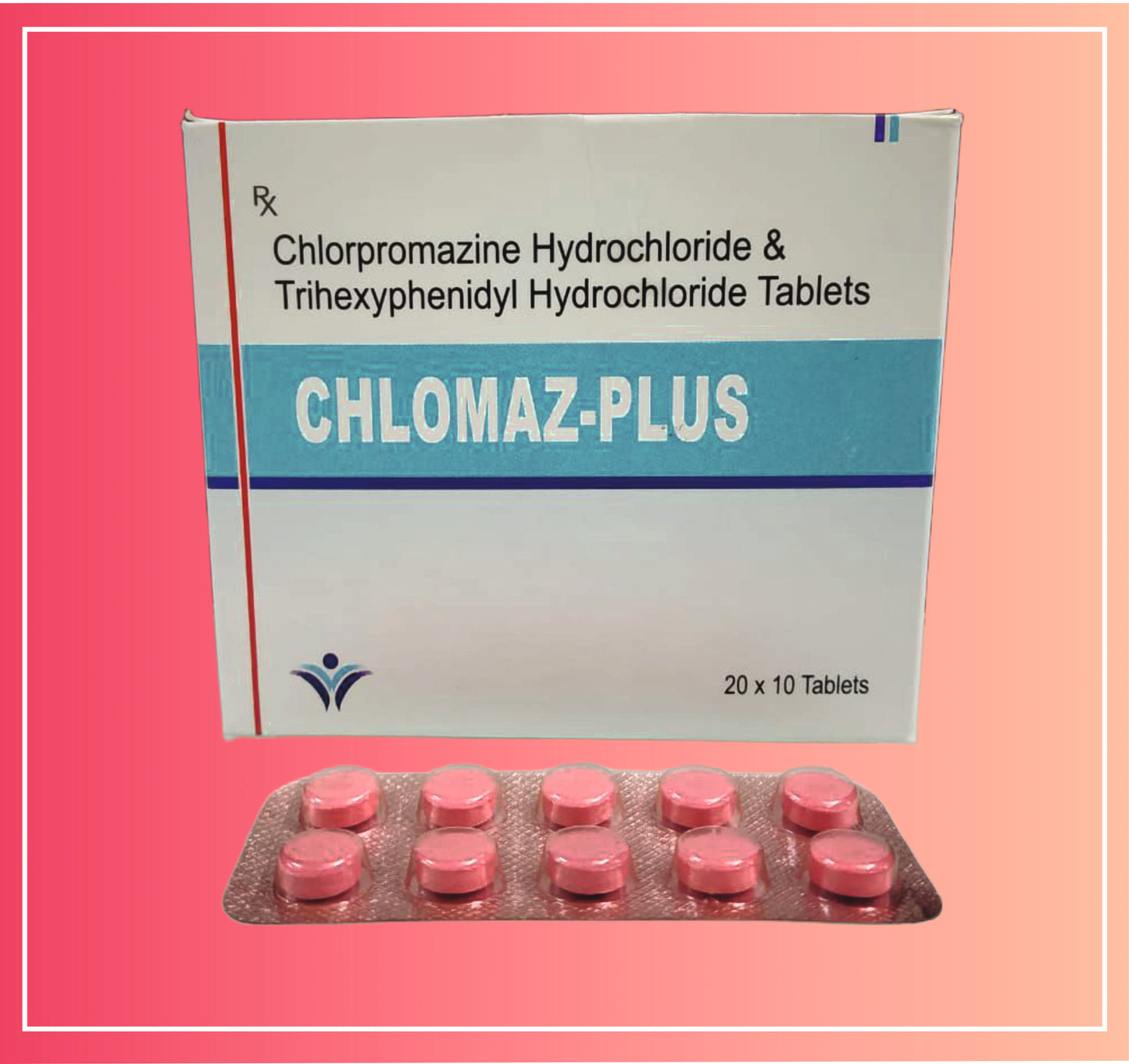 Chlorpromazine Hcl 100, Trihexyphenidyl Hcl 2 pack of 20x10 Tab by Dellwich