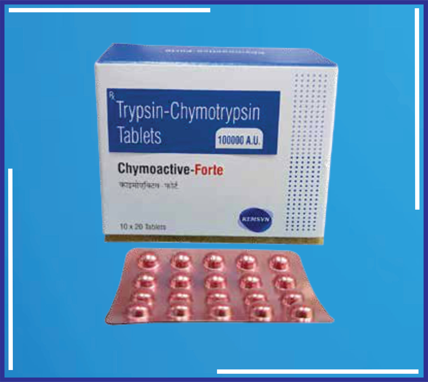 Chymoactive Forte Tab ( Trypsin And Chymotrypsin ) pack 10x20 by Kemsyn