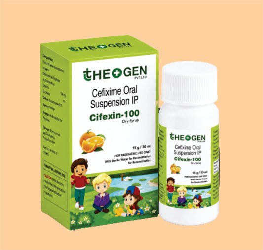 CIFEXIN-100 Dry Syrup (GLASS BOTTLE WITHOUT WFI) (30ml ) Each 5ml of reconstituted Susp. Contains: Cefixime Trihydrate IP Eq to Anhydrous Cefixime 100mg by Theon