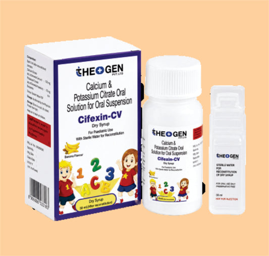 CIFEXIN CV D/S WITH WFI (30ml) Each 5ml of reconstituted Susp. Contains: Cefixime Trihydrate IP Eq. to Anhydrous Cefixime 50mg + Potassium Clavulanate Diluted IP Eq. to Clavulanic Acid  31.25 mg by Theon