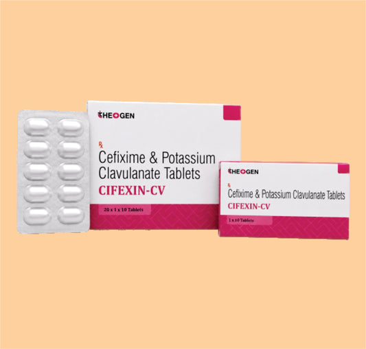 CIFEXIN-CV TAB (20*1*10) (20x1x10 ) Each Film Coated Tablet Contains: Cefixime Trihydrate IP Eq. to Anhydrous Cefixime 200mg +  potassium Clavulanate Diluted IP Eq. to Clavulanic Acid 125mg by Theon