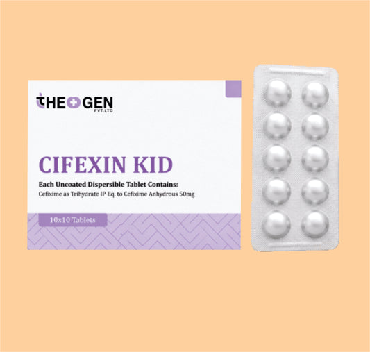 CIFEXIN KID (10x10) Each Uncoated Dispersible Tablet Contains: Cefixime as Trihydrate IP Eq. to Cefixime Anhydrous 50mg by Theon