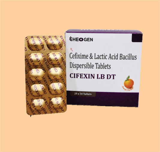 CIFEXIN LB DT (20x10) (20x10) Each uncoated dispersible tablet contains: Cefixime Trihydrate IP Eq. to Anhydrous Cefixime 200mg + Lactic Acid Bacillus 60 Million spores  by Theon