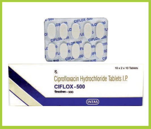 CIFLOX 500 10 TAB (WHITE) ( Ciprofloxacin 500 mg                    ) by Intas