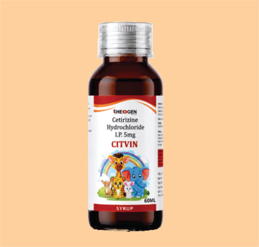 CITVIN 60ML SYRUP (60 ML) Each 5ml Contains: Cetirizine Hydrochloride I.P. 5mg by Theon
