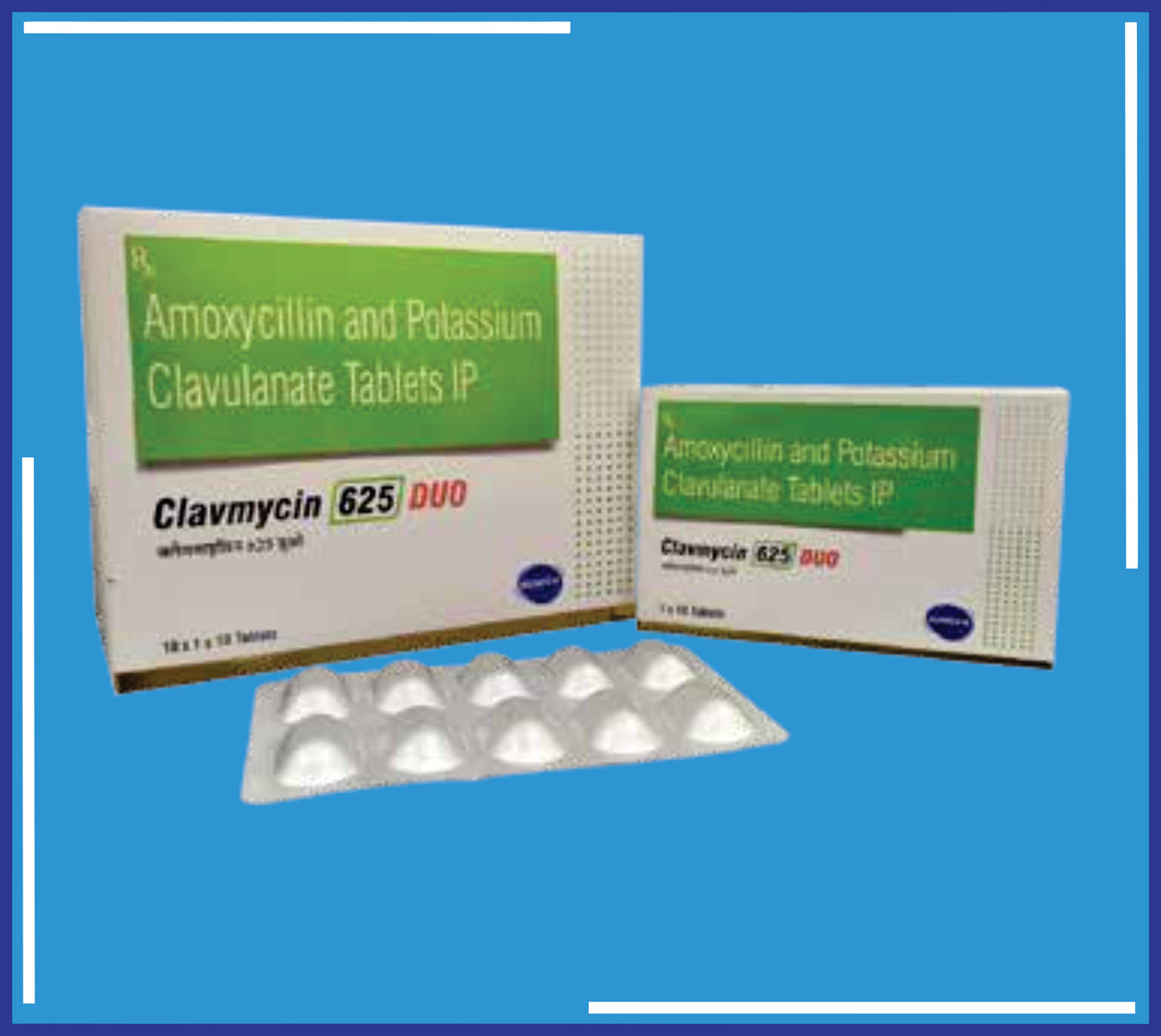 CLAVMYCIN 625 DUO TABLET (Alu-Alu) ( Amoxycillin 500Mg + Clavulanate 125Mg ) pack 10x1x10 by Kemsyn
