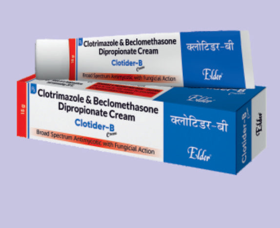 CLOTIDER B CREAM 15GM ( Clotrimazole 1%,Beclomethasone 0.025%, Neomycin 0.5% ) by Elder