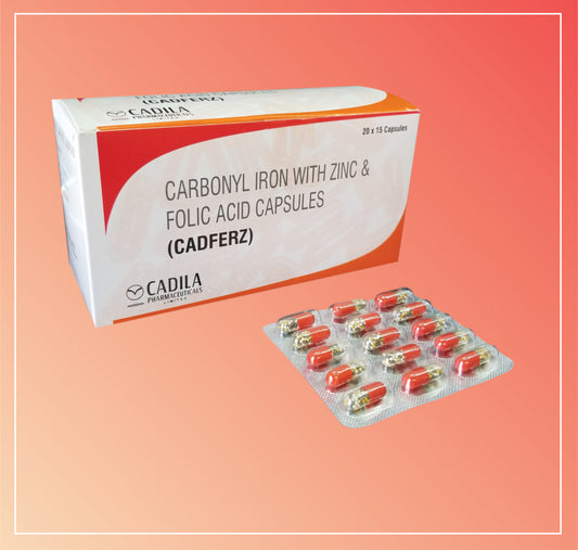 CADFERZ (20x15 C) Carbonyl Iron 50 mg + Zinc Sulphate Monohydrate 61.8 mg + Folic Acid 0.5 mg