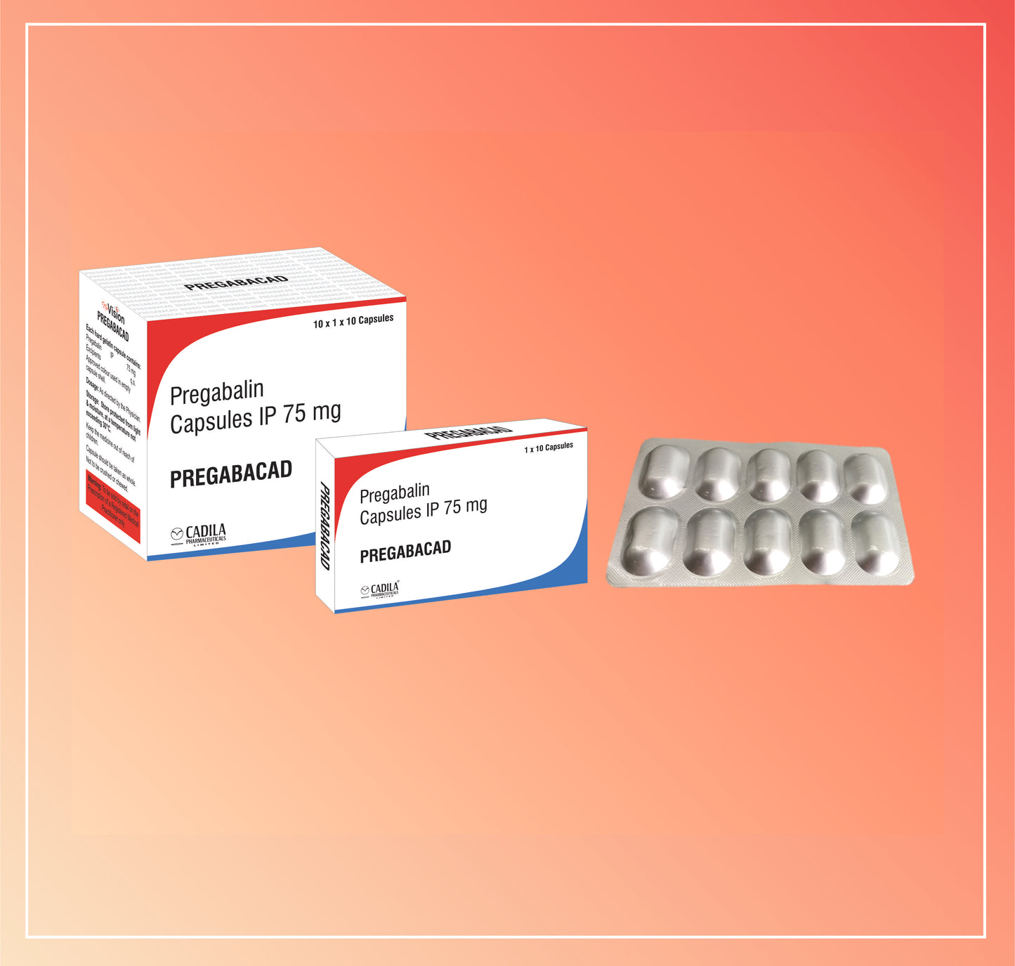 PREGABACAD CAP 10X10 C (10x1x10 C) Pregabalin 75mg Capsules