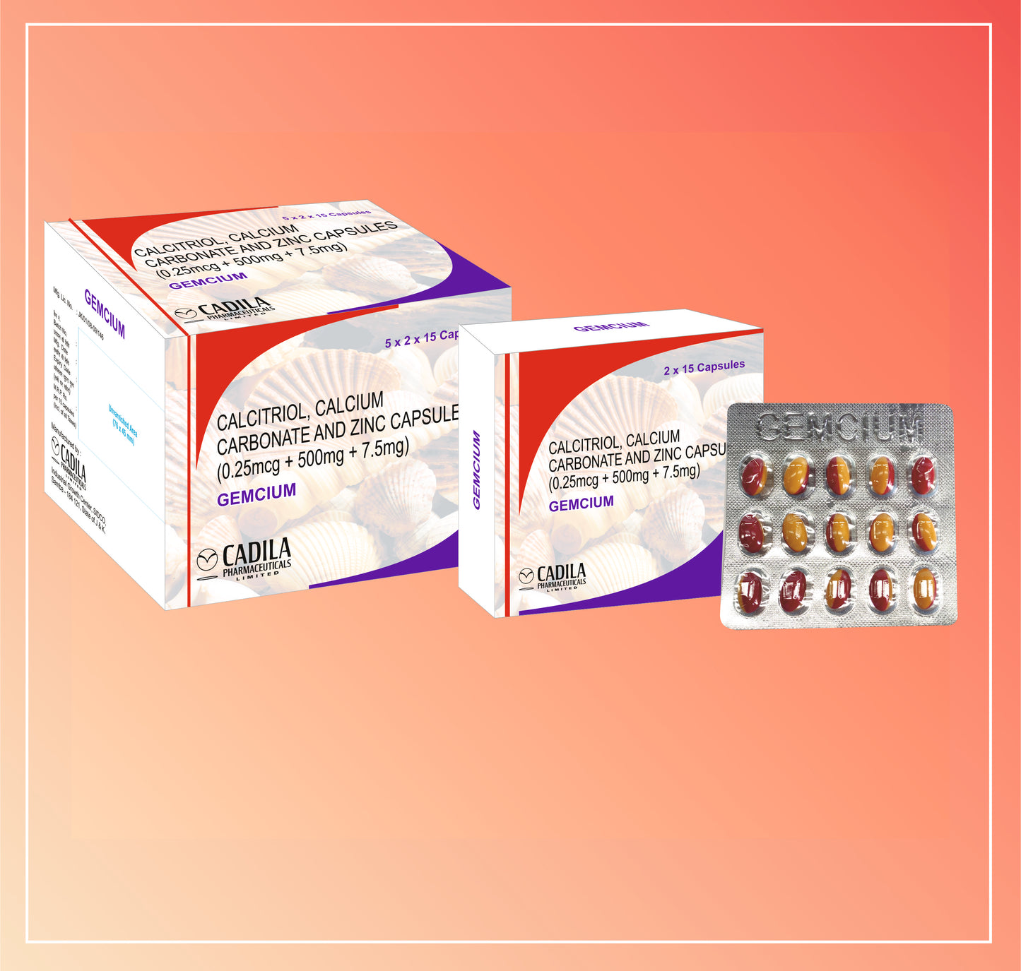GEMCIUM (10X15 C) (10X15 C) Calcitriol 0.25 mcg + Elemental Calcium 500 mg + Zinc 7.5 mg
