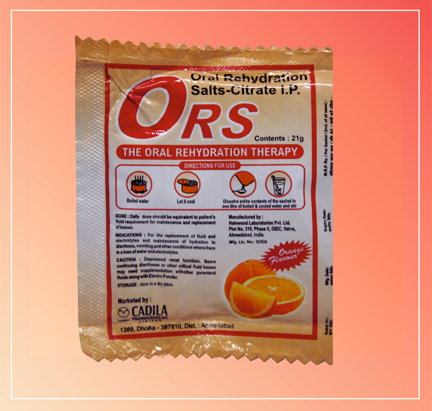 ORS ORANGE FLAVOUR 21.8 GM (21gm Sachet) ORS Powder