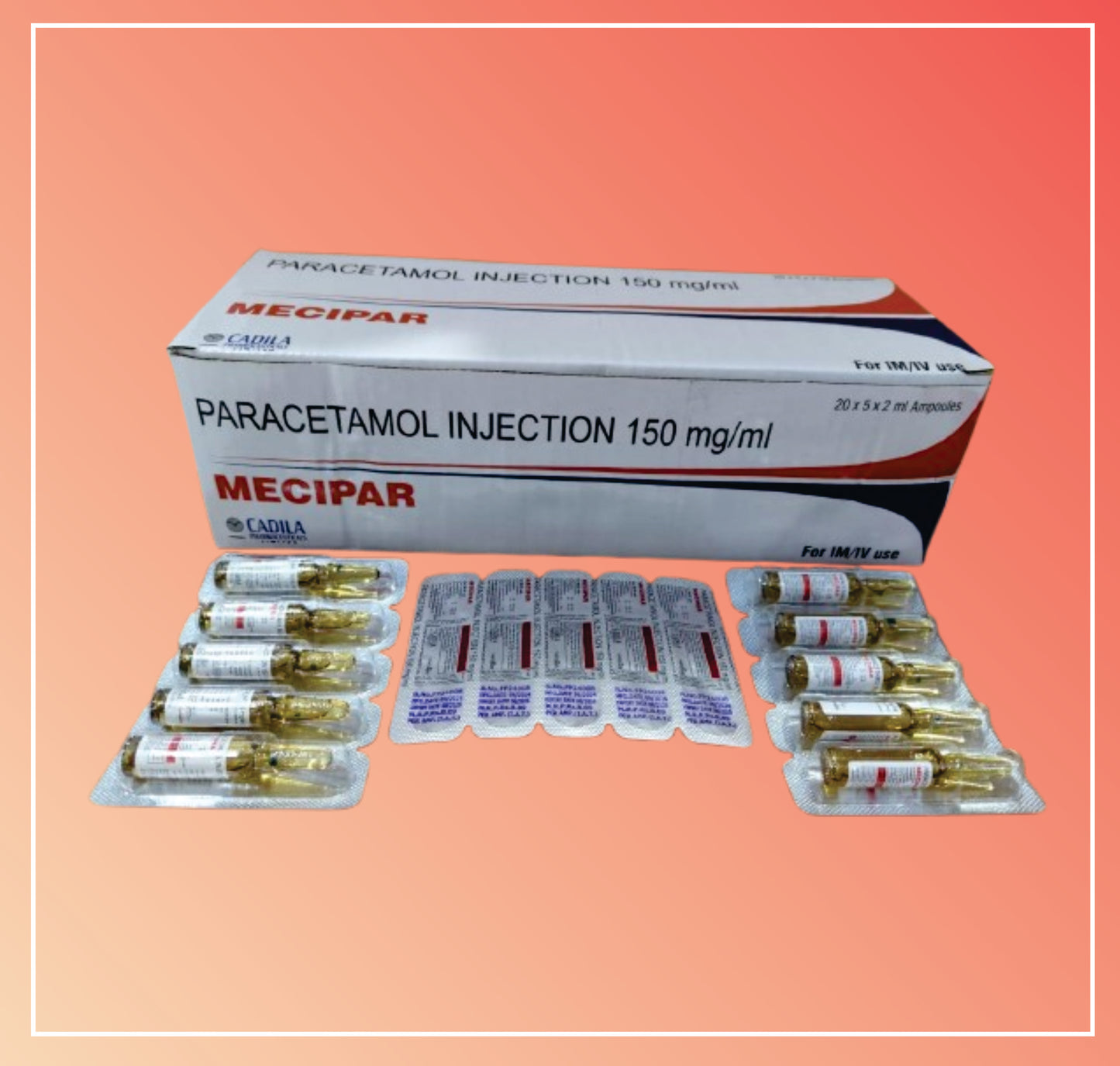 MECIPAR INJ. (40X15 T) Paracetamol Injection 150 mg/ml by Cadila