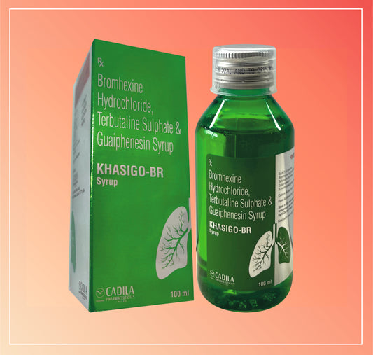 KHASIGO BR 100 ML (1X100 ML) Terbutaline Sulphate 1.25 mg + Bromhexine Hydrochloride 4 mg + Guaiphenesin 50 mg + Menthol 2.5 mg