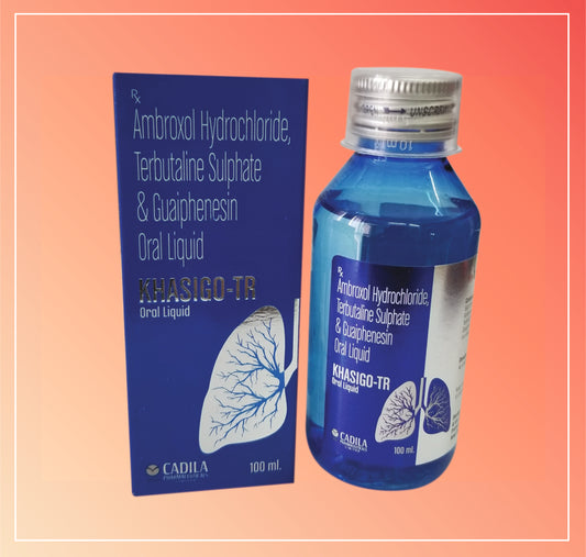 KHASIGO TR 100 ML (1X100 ML) Ambroxol Hydrochloride 15 mg + Terbutaline Sulphate 1.25 mg + Guaiphenesin 50 mg