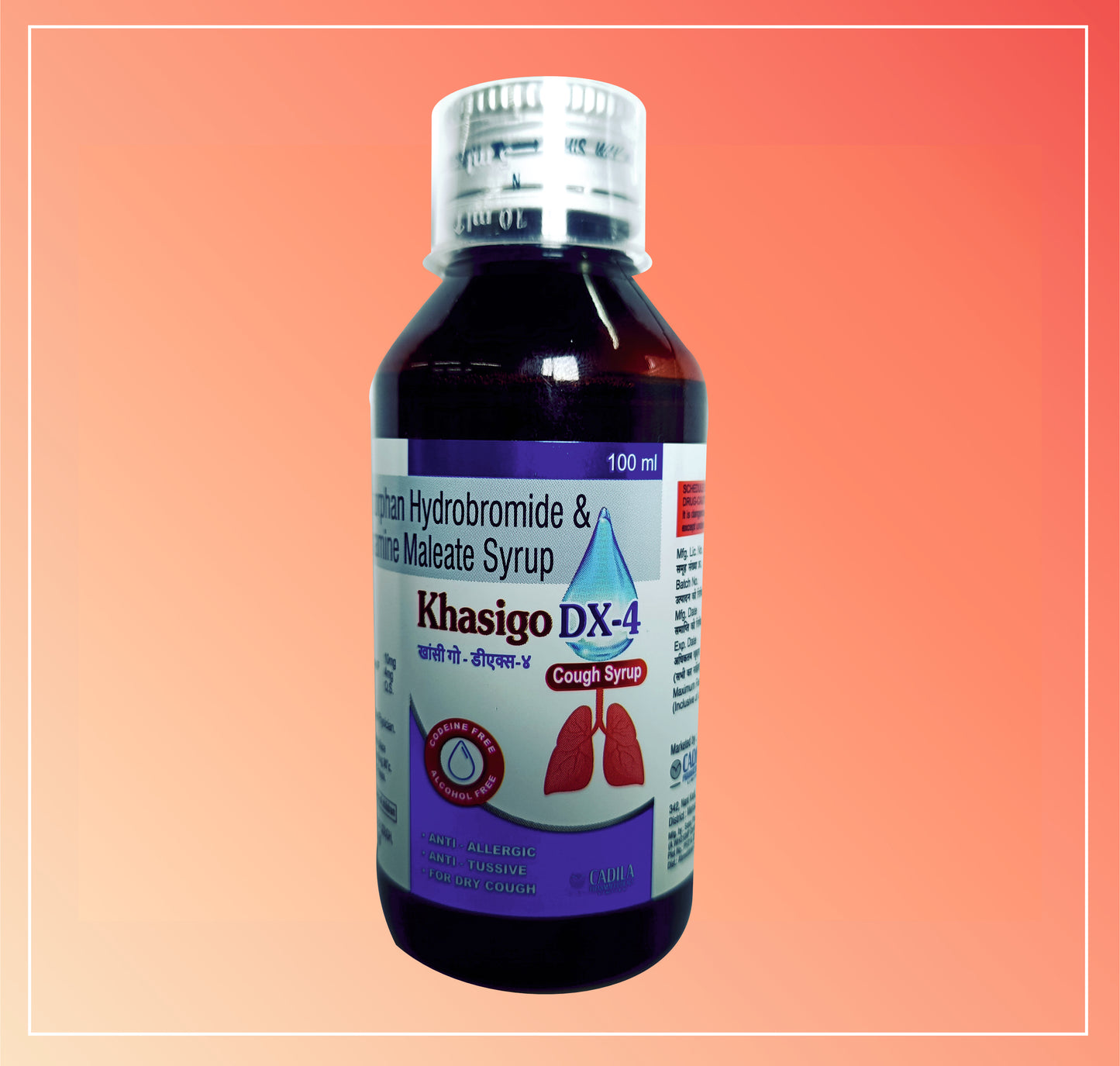 KHASIGO DX 4 (1X100 ML) Dextromethorphan Hydrobromide 10 mg + Chlorpheniramine Maleate 4 mg