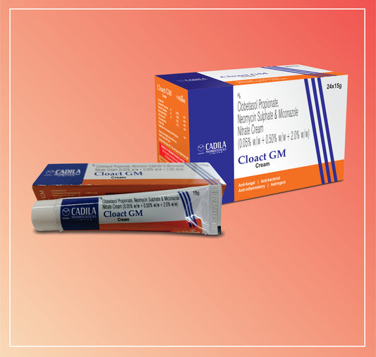 CLOACT GM CREAM 15 GM (15 GM) Clobetasol Propionate 0.05% + Neomycin Sulphate 0.1% + Miconazole Nitrate 2%