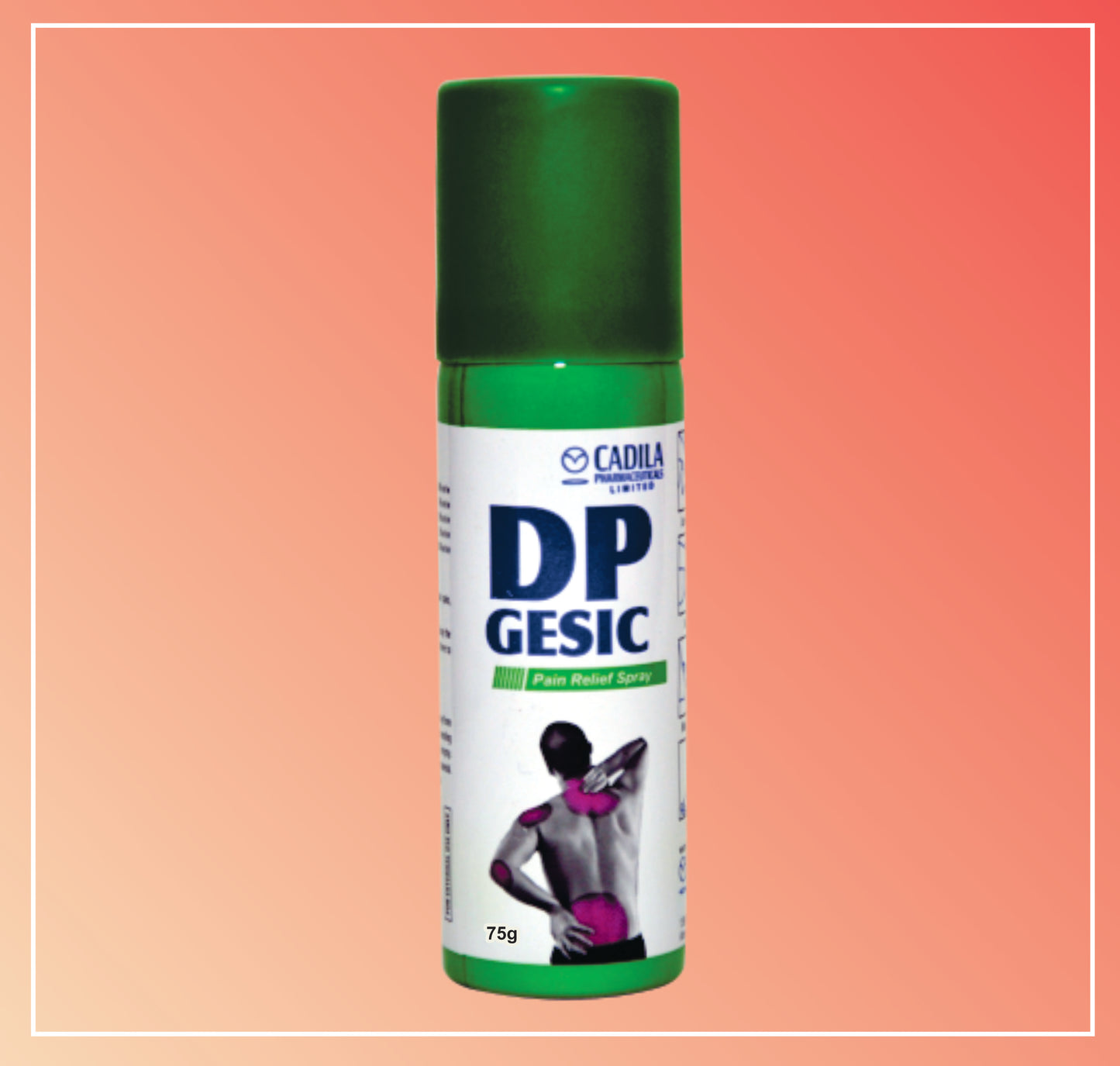 DP GESIC SPRAY 75 GM (75 GM) Virgin Linseed Oil BP 3.00% w/w, Diclofenac Sodium 1.00% w/w, Methyl Salicylate 10% w/w, Menthol 5.00% w/w by Cadila