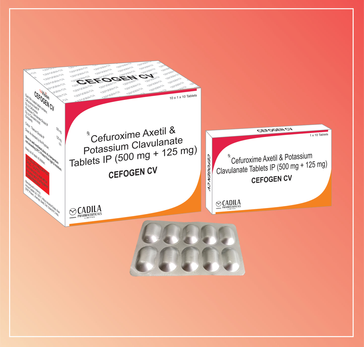 CEFOGEN CV TAB 10X10 T (10X10 T) Cefuroxime Axetil 500 mg + Clavulanic Acid 125 mg