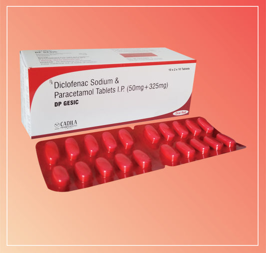 DP GESIC OVAL RED TAB (20x10 T) Diclofenac Sodium 50 mg + Paracetamol 325 mg