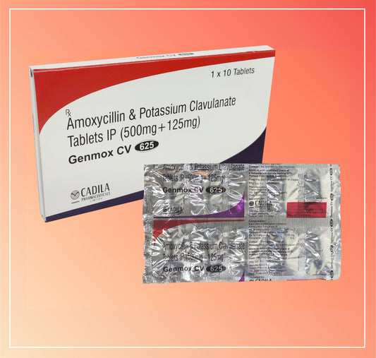 GENMOX CV 625 TAB  (10X10T) (10X10 T) Amoxycillin 500 mg + Clavulanic Acid 125 mg