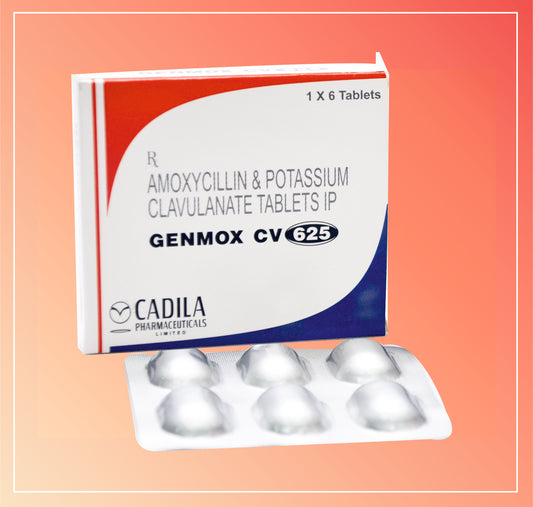 GENMOX CV 625 TAB   (20X6 T) Amoxycillin 500 mg + Clavulanic Acid 125 mg