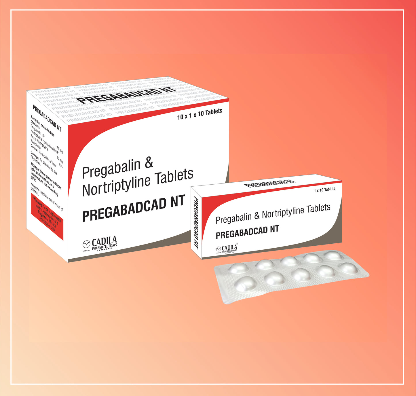 PREGABACAD NT TAB 10X10 T (10x1x10 T) Pregabalin 75mg, Nortriptyline 10mg Tablets