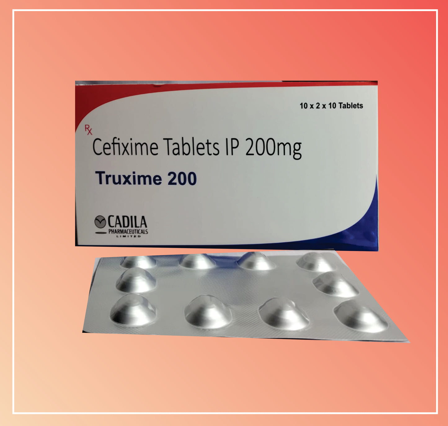 TRUXIME 200 TAB (20X10 T) Cefixime 200 mg by Cadila