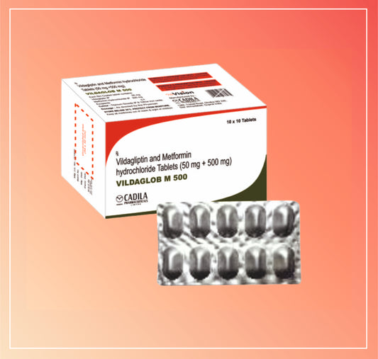 VILDAGLOB M 500 TAB 10X10 T (10X10T) Vildagliptin 50 mg + Metformin Hydrochloride 500 mg