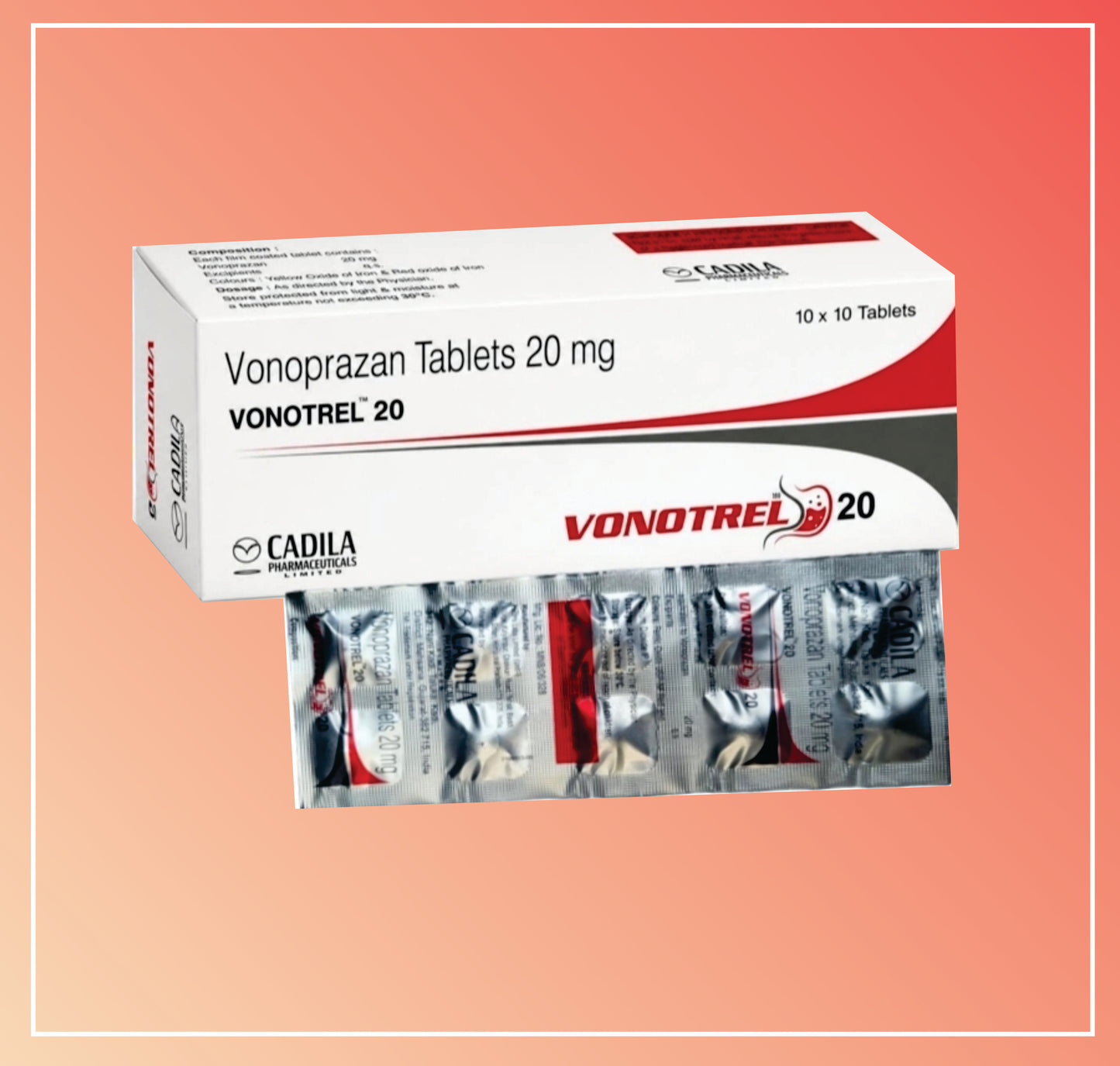 VONOTREL 20 TAB (10X10T) Vonoprazan 20 Mg by Cadila