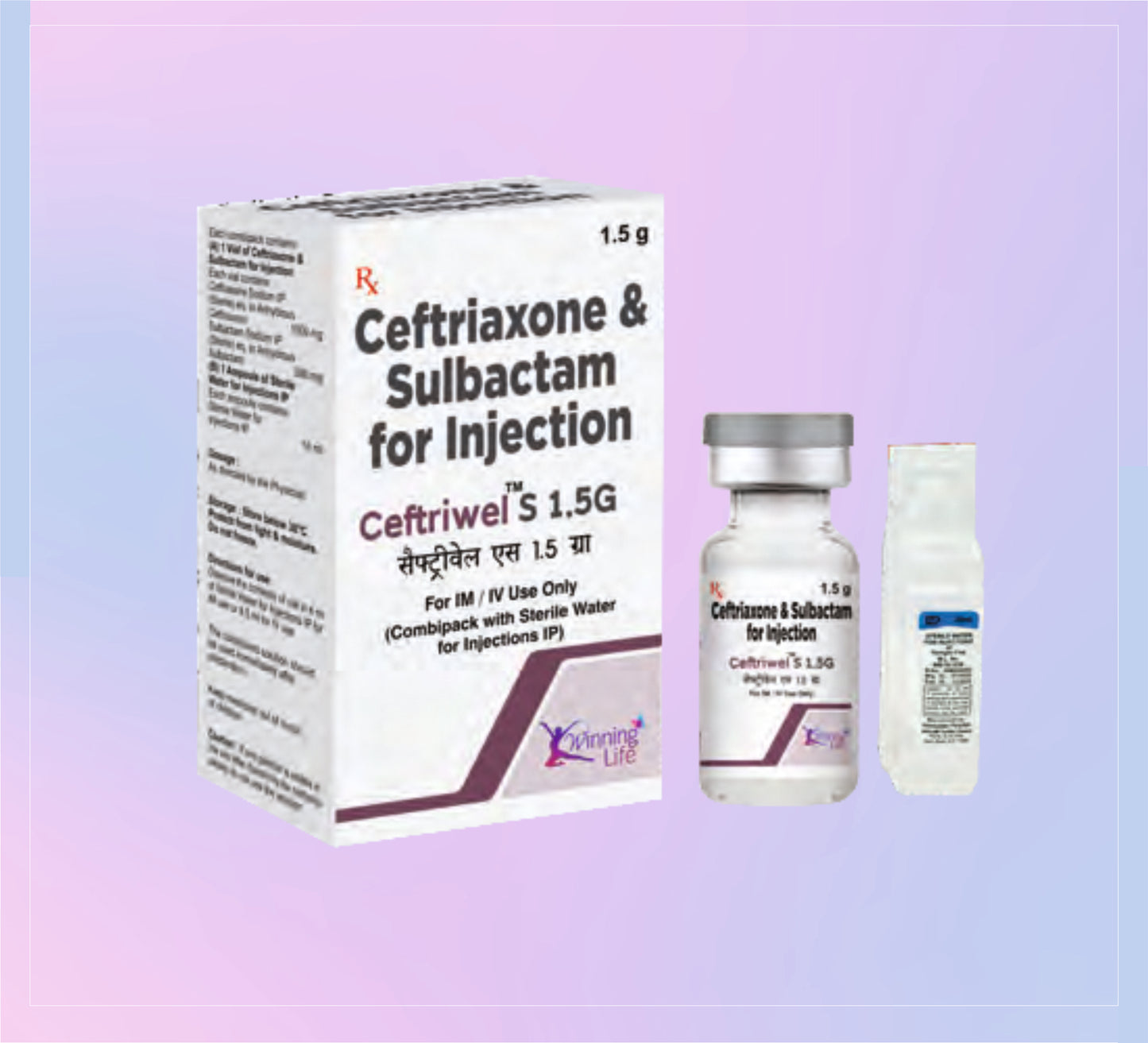 Ceftriwel-S 1.5Gm Inj (Wfi) 1x20ML Ceftriaxone 1000 Mg + Sulbactam 500 Mg   by Akumentis