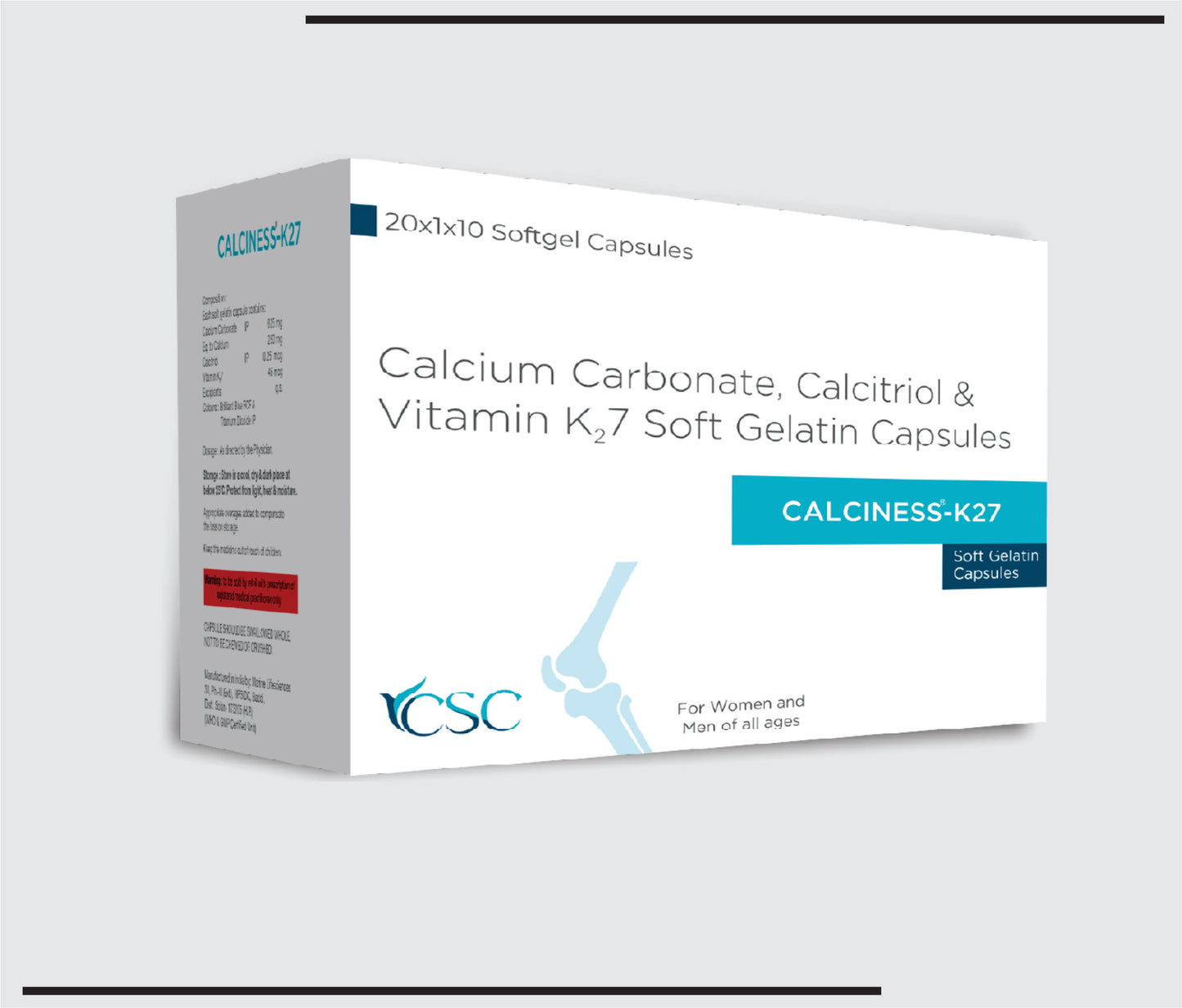 Calciness K27 (20x1x10)Calcium Carbonate 250 mg + Calcitriol 0.25 mcg + Vitamin K27 45mcg by CSC