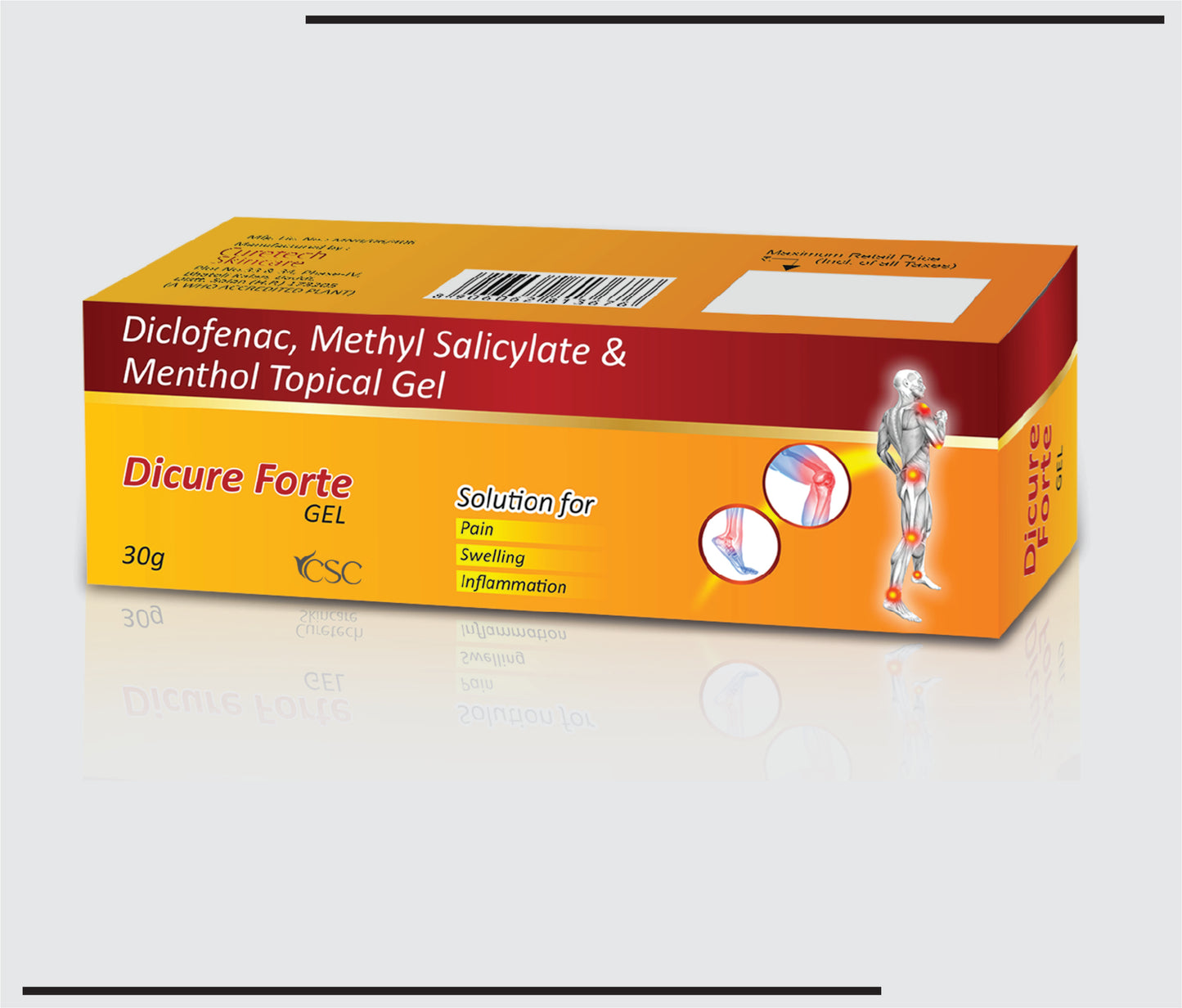 Dicure Forte Gel (30g ) Diclofenac Sodium 2% w/w + Methyl Salicylate 10% w/w & Menthol 5% w/w by CSC1