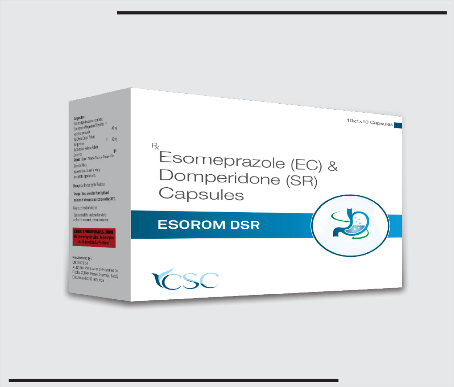 Esorom DSR (10x1x10) Esomeprazole 40mg + Domperidone SR 30mg Capsules  by CSC