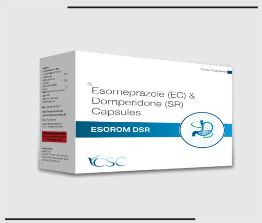 Esorom DSR 10x1x10 (Esomeprazole 40mg + Domperidone SR 30mg Capsules ) by CSC