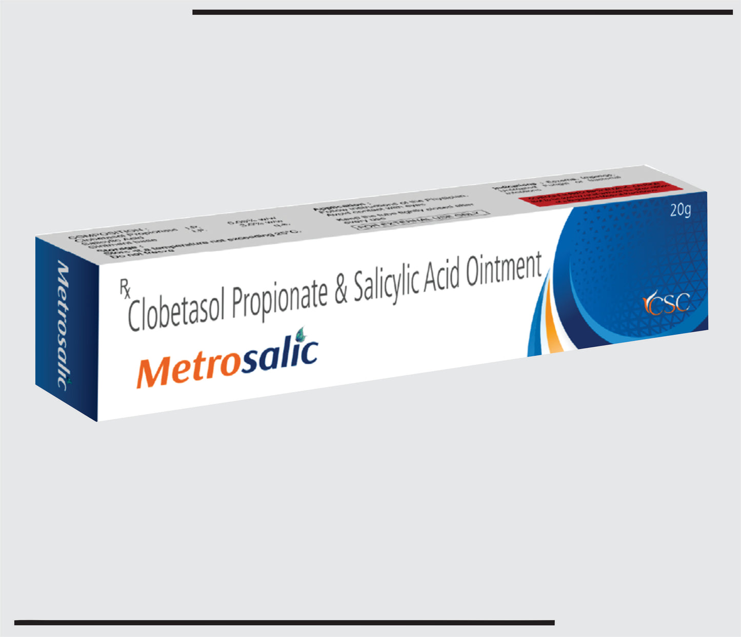 Metrosalic Ointment (20g) Clobetasol Propionate 0.05%  + Salicylic Acid 2% by CSC